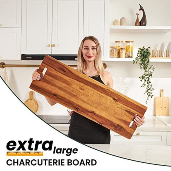 36" Large Charcuterie Board with Handles - Extra Long Wooden Serving Cheese B... - Image 2