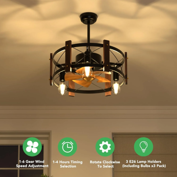 Modern Farmhouse Ceiling Fan with LED Lights - Image 4