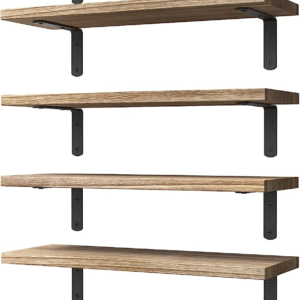 6 Pack Rustic Wood Floating Shelves for Wall Decor Farmhouse Shelf for Bedroom