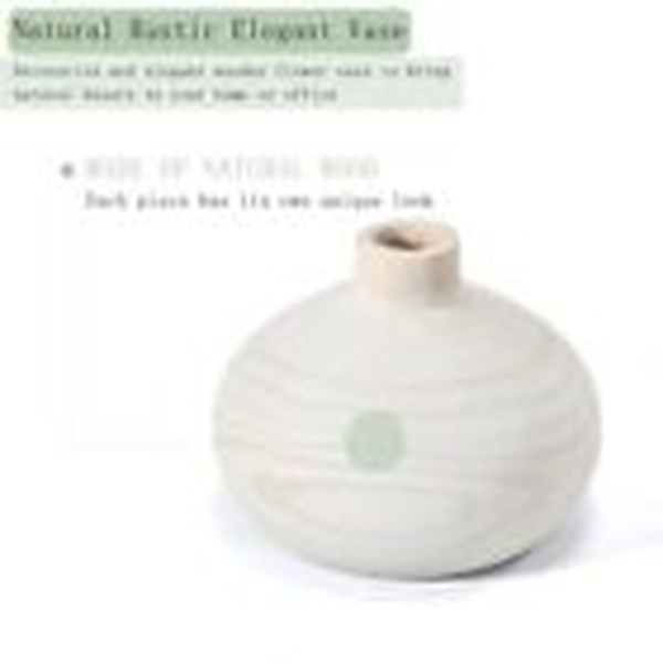 Round Wood Vase for Decor - Nordic Flower Vase for Home Boho Glacier White - Image 5